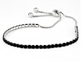 Black Spinel Rhodium Over Sterling Silver Bolo Bracelet 3.25ctw