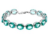 Green Topaz Platinum Over Sterling Silver Tennis Bracelet 60.00ctw