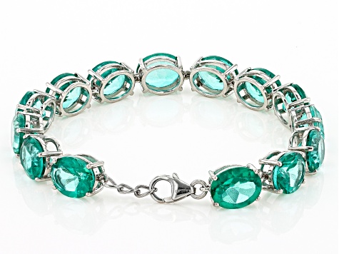 Green Topaz Platinum Over Sterling Silver Tennis Bracelet 60.00ctw