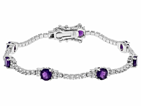 Purple Amethyst Rhodium Over Sterling Silver Bracelet 7.10ctw