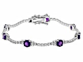 Purple Amethyst Rhodium Over Sterling Silver Bracelet 7.10ctw