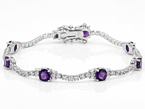 Purple Amethyst Rhodium Over Sterling Silver Bracelet 7.10ctw