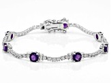 Purple Amethyst Rhodium Over Sterling Silver Bracelet 7.10ctw