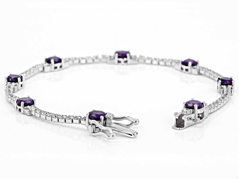 Purple Amethyst Rhodium Over Sterling Silver Bracelet 7.10ctw