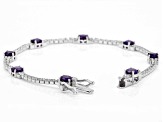 Purple Amethyst Rhodium Over Sterling Silver Bracelet 7.10ctw