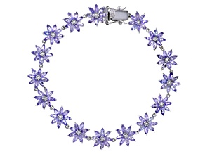 Blue Tanzanite Rhodium Over Sterling Silver Bracelet 7.90ctw