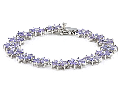 Blue Tanzanite Rhodium Over Sterling Silver Bracelet 7.90ctw