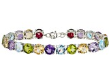 Multi-Color Multi Gemstone Rhodium Over Sterling Silver Bracelet 44.50ctw