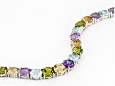 Multi-Color Multi Gemstone Rhodium Over Sterling Silver Bracelet 44.50ctw