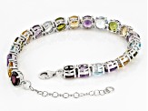 Multi-Color Multi Gemstone Rhodium Over Sterling Silver Bracelet 44.50ctw