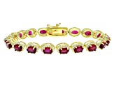 Red Mahaleo(R) Ruby 14k Yellow Gold Over Sterling Silver Bracelet 13.75ctw
