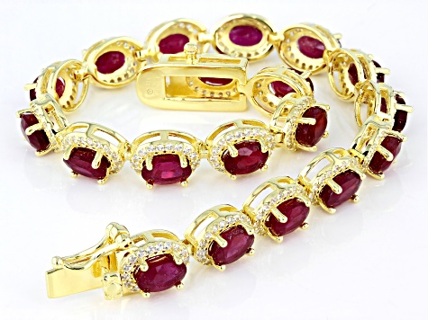 Red Mahaleo(R) Ruby 14k Yellow Gold Over Sterling Silver Bracelet 13.75ctw