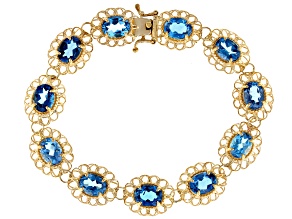 London Blue Topaz 18k Yellow Gold Over Sterling Silver Tennis Bracelet 13.45ctw