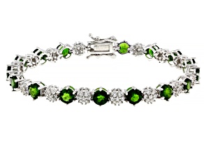 Green Chrome Diopside Rhodium Over Sterling Silver Bracelet 10.95ctw