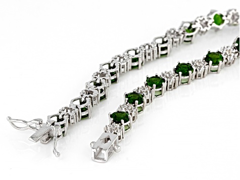 Green Chrome Diopside Rhodium Over Sterling Silver Bracelet 10.85ctw