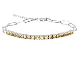 Yellow Citrine Rhodium Over Sterling Silver Paperclip Bracelet 0.75ctw