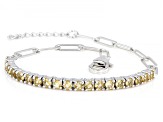 Yellow Citrine Rhodium Over Sterling Silver Paperclip Bracelet 0.75ctw