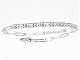 Yellow Citrine Rhodium Over Sterling Silver Paperclip Bracelet 0.75ctw