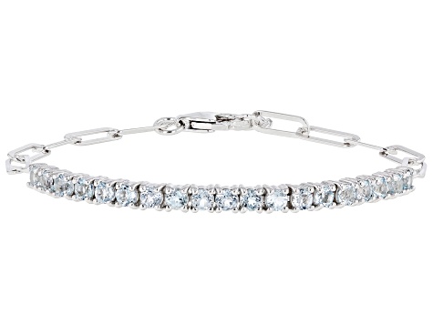 Sky Blue Glacier Topaz Rhodium Over Sterling Silver Paperclip Bracelet 1.80ctw