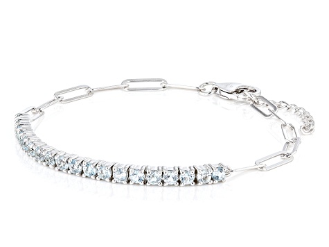 Sky Blue Glacier Topaz Rhodium Over Sterling Silver Paperclip Bracelet 1.80ctw