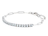 Sky Blue Glacier Topaz Rhodium Over Sterling Silver Paperclip Bracelet 1.80ctw