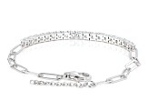 Sky Blue Glacier Topaz Rhodium Over Sterling Silver Paperclip Bracelet 1.80ctw
