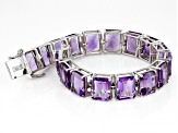 Purple Amethyst Platinum Over Sterling Silver Tennis Bracelet 91.50ctw