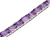 Purple Amethyst Platinum Over Sterling Silver Tennis Bracelet 51.50ctw