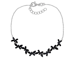Black Spinel Rhodium Over Sterling Silver Butterfly Bracelet 1.18ctw
