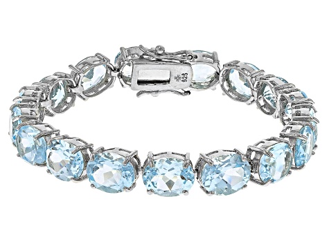 Sterling Silver Blue Topaz Tennis Bracelet 7