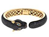 Black Spinel 18k Yellow Gold Over Sterling Silver Panther Bangle 14.39ctw