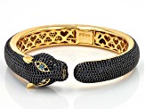 Black Spinel 18k Yellow Gold Over Sterling Silver Panther Bangle 14.39ctw