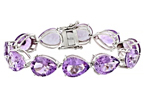 Purple Amethyst Platinum Over Sterling Silver Tennis Bracelet 78.56ctw