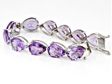 Purple Amethyst Platinum Over Sterling Silver Tennis Bracelet 78.56ctw