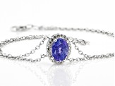 Blue Tanzanite with White Zircon Rhodium Over Sterling Silver Bracelet 1.35ctw