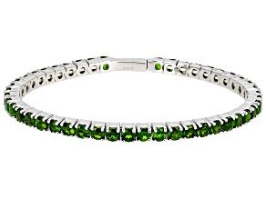 Green Chrome Diopside Rhodium Over Sterling Silver Flex Bangle 8.00ctw