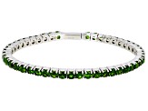 Green Chrome Diopside Rhodium Over Sterling Silver Flex Bangle 8.00ctw