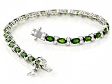 Green Chrome Diopside With White Zircon Rhodium Over Sterling Silver Bracelet 8.10ctw