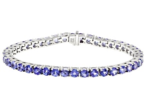 Blue Tanzanite Rhodium Over Sterling Silver Tennis Bracelet 9.50ctw