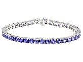 Blue Tanzanite Rhodium Over Sterling Silver Tennis Bracelet 9.50ctw