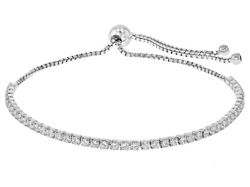 Picture of White Topaz Platinum Over Sterling Silver Bolo Bracelet 2.60ctw