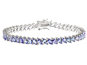 Blue Tanzanite Rhodium Over Sterling Silver Tennis Bracelet 11.00ctw