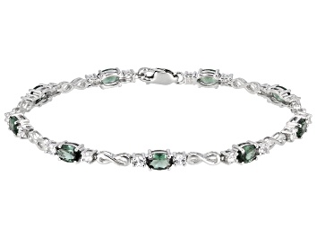 Picture of Green Lab Created Spinel Rhodium Over Sterling Silver Bracelet 5.00ctw