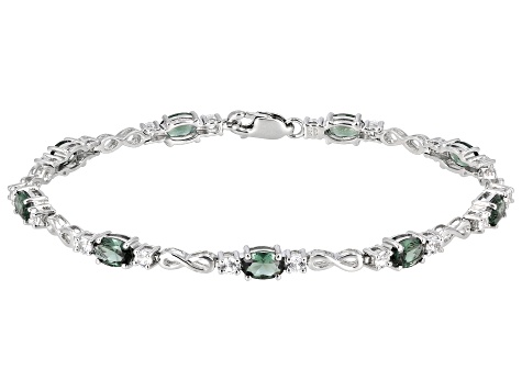 Green Lab Created Spinel Rhodium Over Sterling Silver Bracelet 5.00ctw