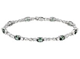 Green Lab Created Spinel Rhodium Over Sterling Silver Bracelet 5.00ctw