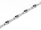 Green Lab Created Spinel Rhodium Over Sterling Silver Bracelet 5.00ctw