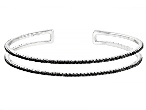 Black Spinel Rhodium Over Sterling Silver Bangle Bracelet 3.72ctw