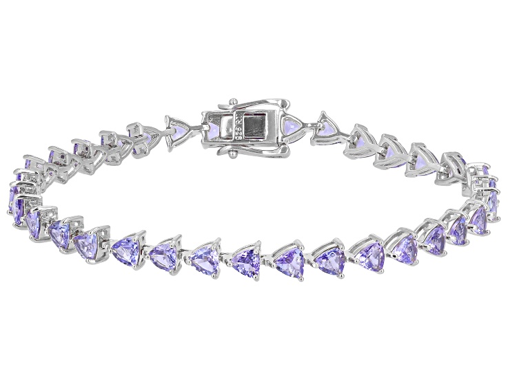 Blue Tanzanite Rhodium Over Sterling Silver Tennis Bracelet 7.92ctw