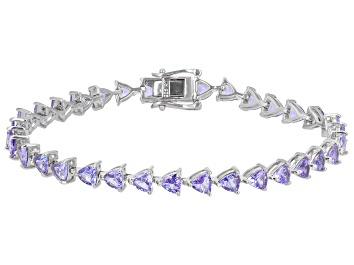 Picture of Blue Tanzanite Rhodium Over Sterling Silver Tennis Bracelet 7.92ctw