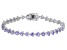 Blue Tanzanite Rhodium Over Sterling Silver Tennis Bracelet 7.92ctw